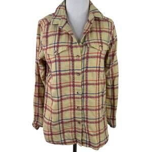 Toad&Co Yellow Plaid Button-Down Shirt with Red and Blue Accents